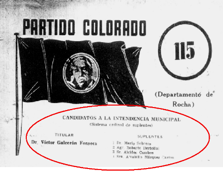 Lista 115 del Partido Colorado postulando a Víctor G. Fonseca y a Amabilia Márquez Castro como suplente  