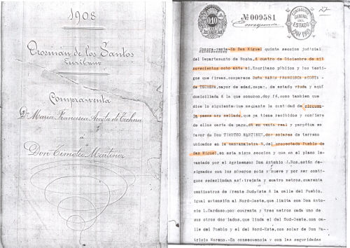 Protocolo del Esc. Orosmán de los Santos (1908) anterior de la nominación legal de "18 de Julio"