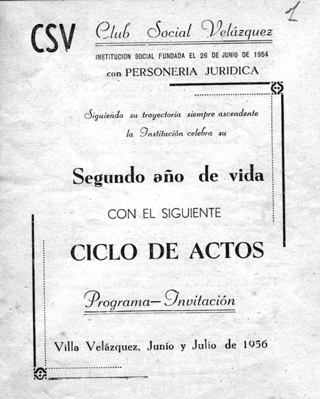 Invitación a los actos del 2º. Aniversario del Club Velázquez