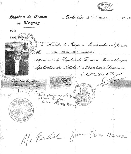 Documentación francesa de Jean Ferez (“Juan Pérez”)