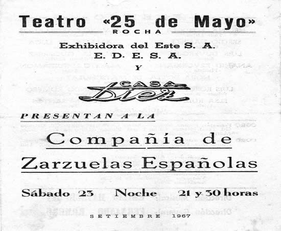 Festejos de los 50 años del comercio con la presentación de una compañía  de zarzuelas española en el Teatro “25 de Mayo”