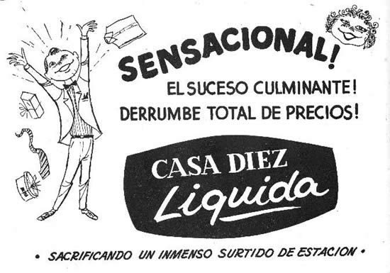 Propaganda impresa para una liquidación de “Casa Díez”