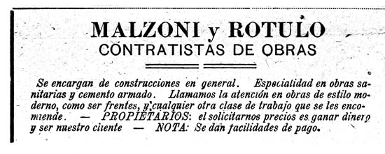 Malzoni y Rótulo de Rocha (1927)